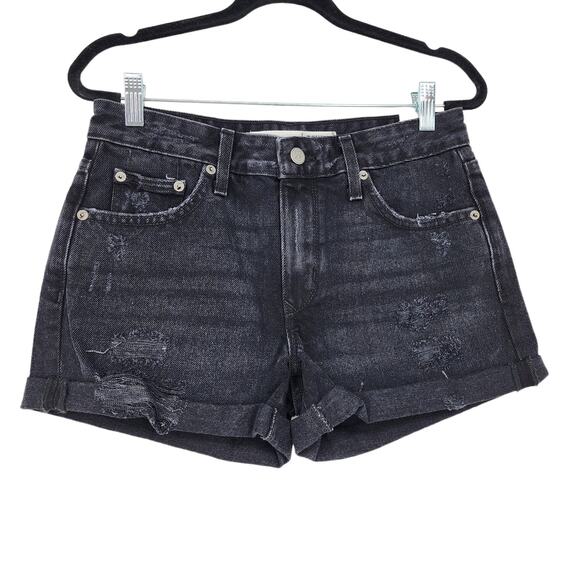 Lovers + Friends Black Wash Cotton Distressed Denim Jean Shorts Size 26 - Picture 1 of 5